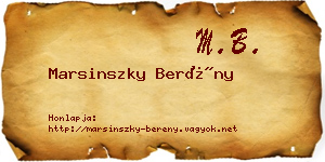 Marsinszky Berény névjegykártya